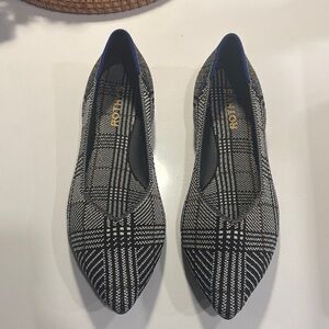 Rothy's Plaid Black and White Flats